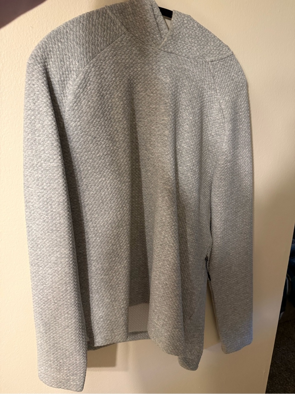 Men's Light Gray Textured Pullover Hoodie
